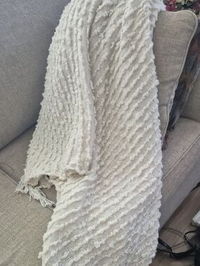 Max Studio Home Textured Throw Blanket Off White 65x52